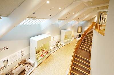 展示室は１階と２階にあります。