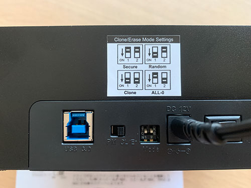 記憶装置クローンコピー機の設定を「Clone」になっているか確認